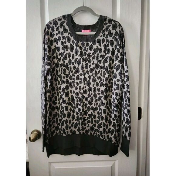 ISAAC MIZRAHI Women's Leopard Print Knit Pullover‎ Sweater Gray Size XL - Picture 1 of 9